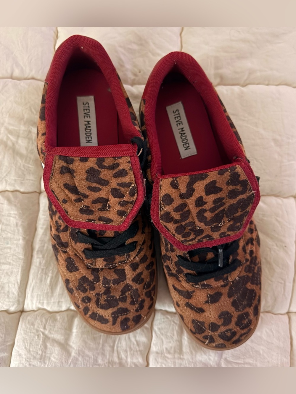 Steve Madden Madrid Leopard-Print Sneakers with Red Trim